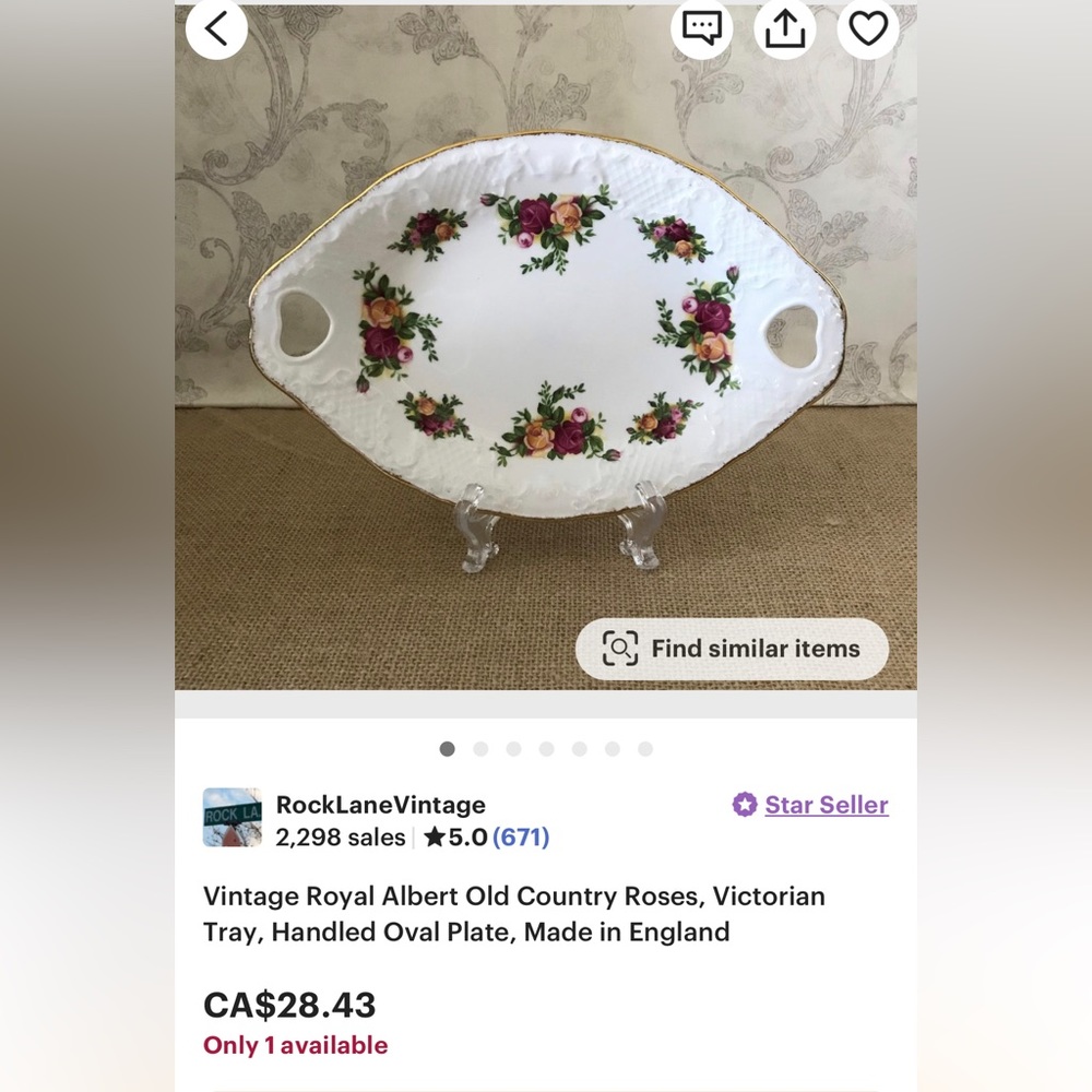 Old Country Roses Oval Tray - Picture 5 of 7